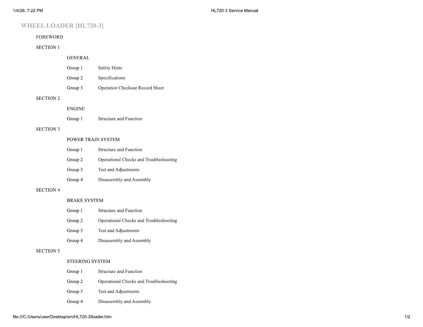 HL720-3 Service Manual